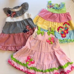 EMILY ROSE Bundle of 3 Preppy Spring Gingham Dresses+Bloomers-Sz 18Mo No Flaws